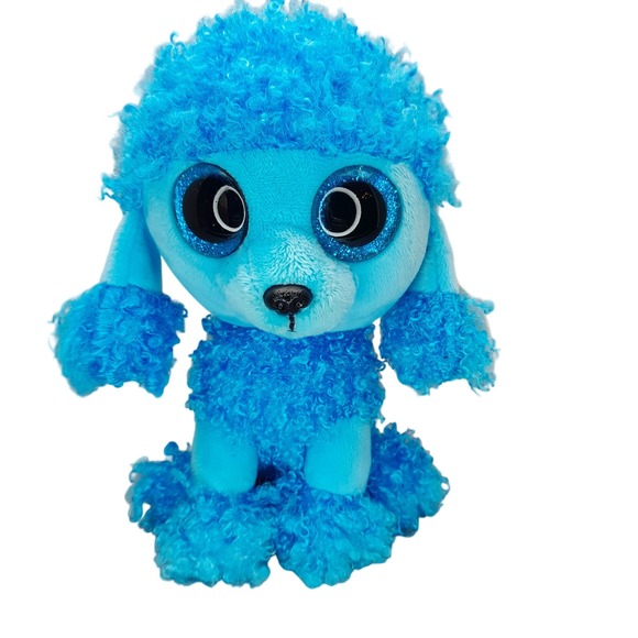 Ty Other - Ty Beanie Boos Mandy Blue Poodle Plush Stuffed Animal Glitter Eyes 6 inch NWT